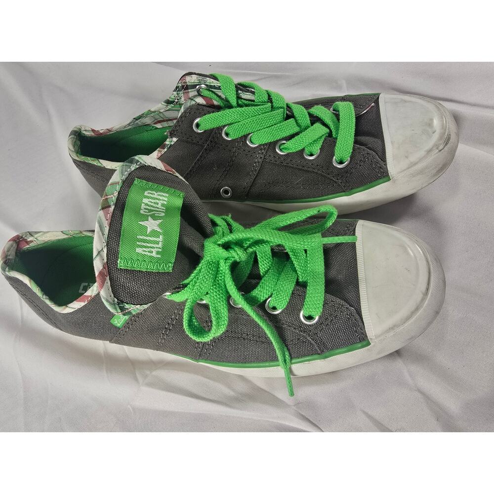 Converse All Star Women’s 5 Green Plaid Low Top Sneakers US 7 Rare Holiday